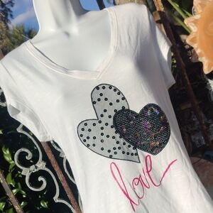 INC Love Short Sleeve White T-shirt Medium